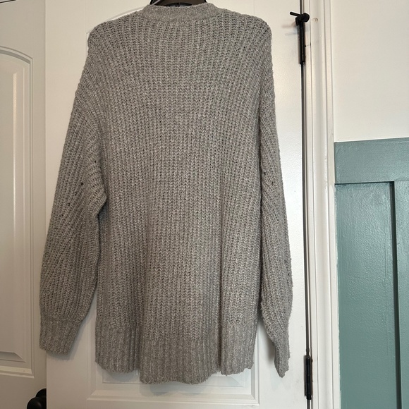 American Eagle Oversized Soft Button Front Cardigan - Gray - Picture 6 of 8